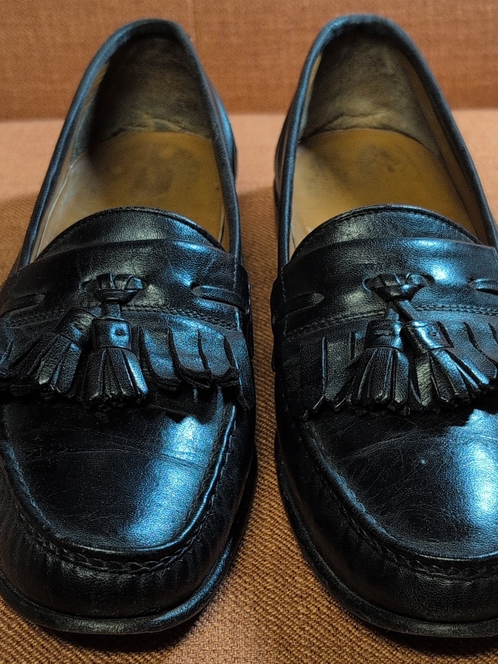 Salvatore Ferragamo Mens Black Leather Tassel Loafer Slip-On Comfort US 11D